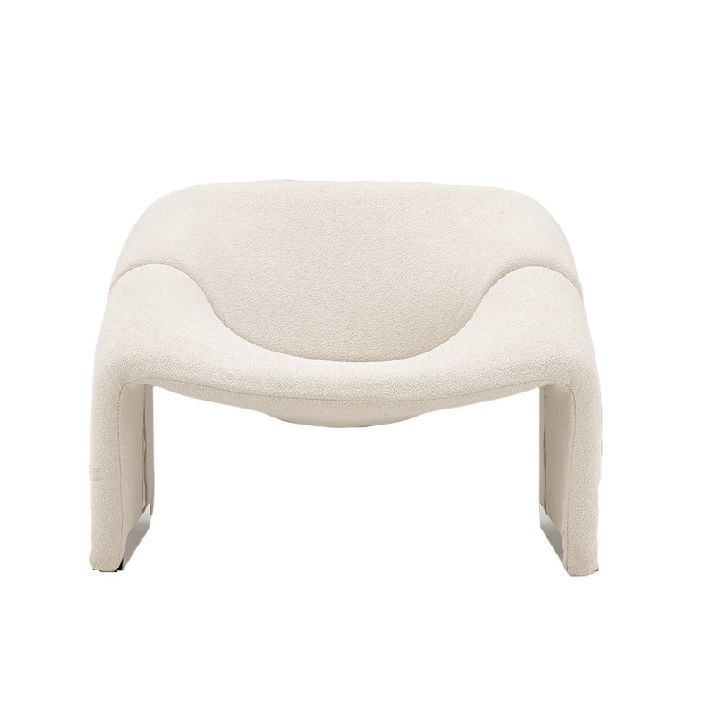 Modern Boucle Fabric White Accent Chair Brayden Studio